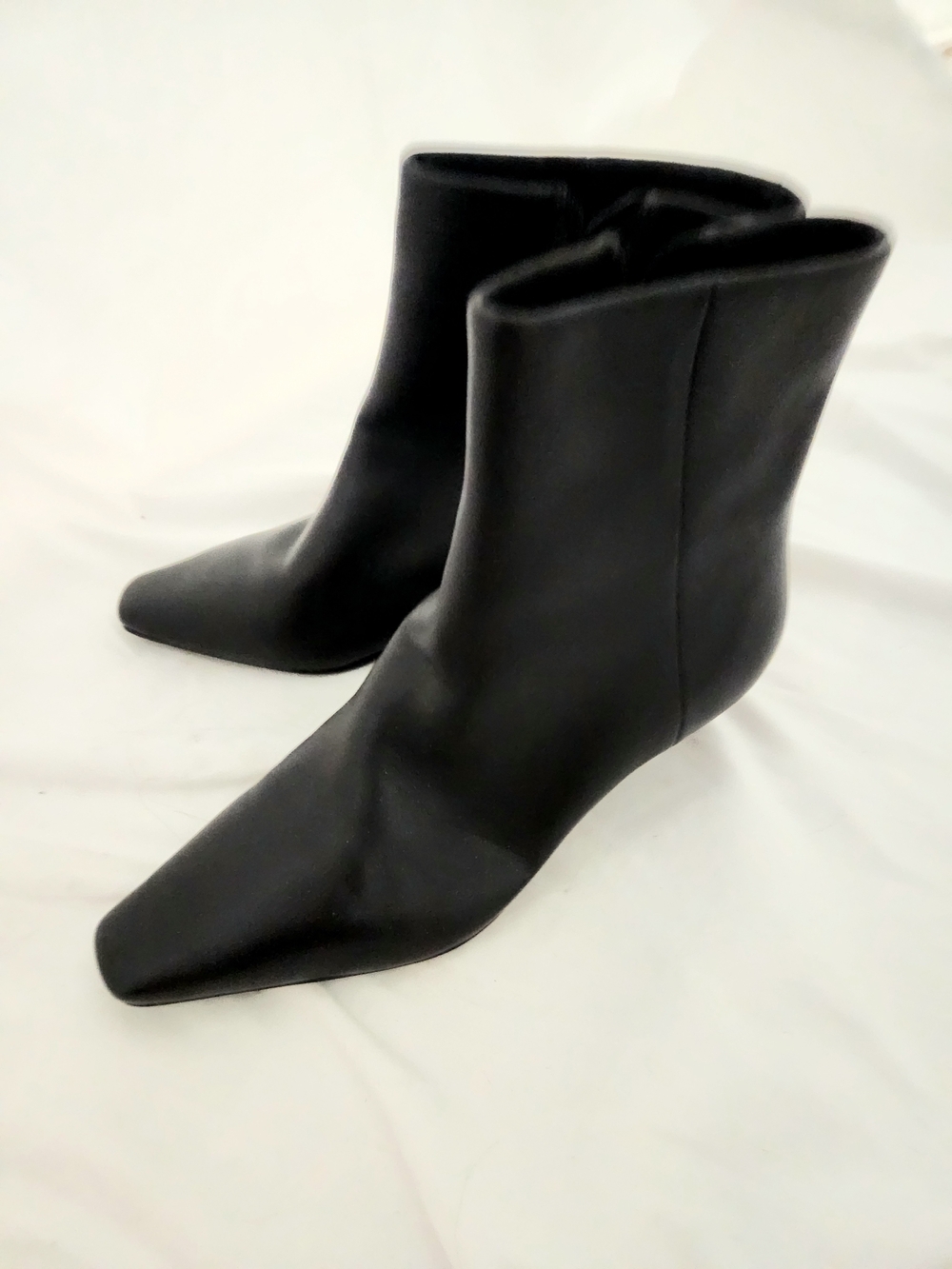 Marc Fisher Butter Leather Women's Black Stretch Ankle Boots - Sleek Pointed Toe